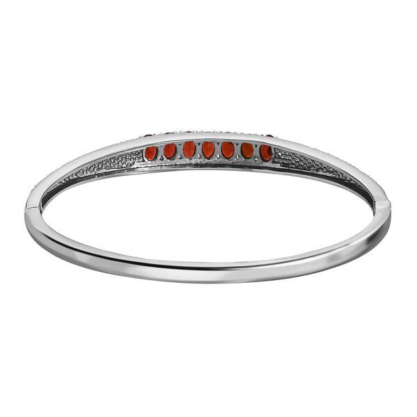 Mosambik Granat, Weißer Zirkon Armreif ca. 19 cm Edelstahl ca. 4,07 ct. image number 5