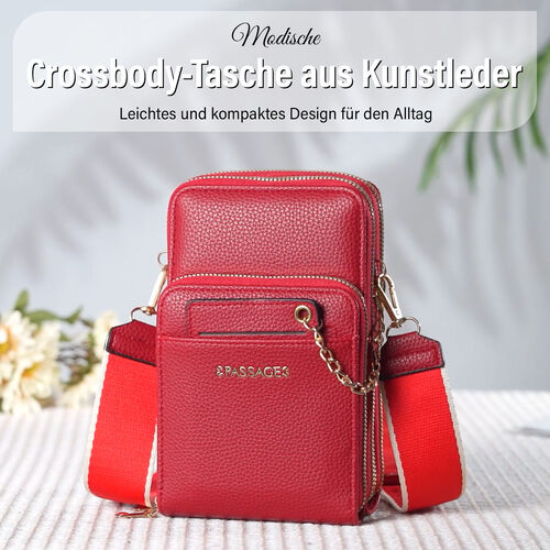 PASSAGE Crossbody Tasche, 18x6,5x11cm, Rot image number 1