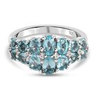 Blauer Apatit und Zirkon Cluster Ring 925 Silber Platin-Überzug image number 1