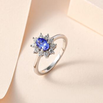 AA Tansanit und Zirkon Ring - 0,97 ct.