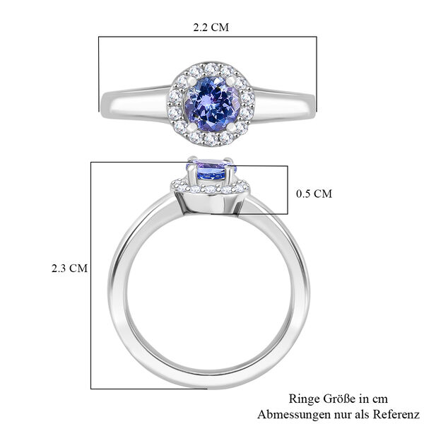Tansanit und Zirkon Ring 925 Silber platiniert  ca. 0,80 ct image number 7
