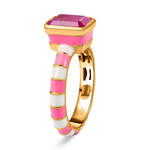 Ilakaka Rosa Saphir(Fissure gef&uuml;llt) Solit&auml;r Ring 925 Silber vergoldet image number 5