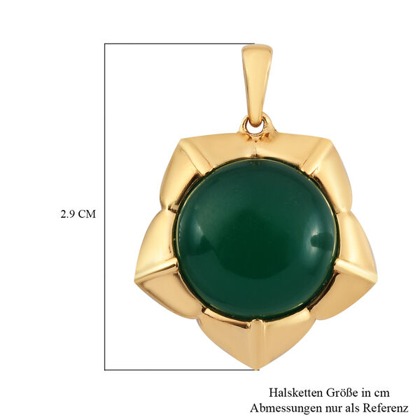 Grüner Onyx-Anhänger, Ionenbeschichtetes Messing, 750 Gelbgold vergoldet ca. 7,83 ct image number 6