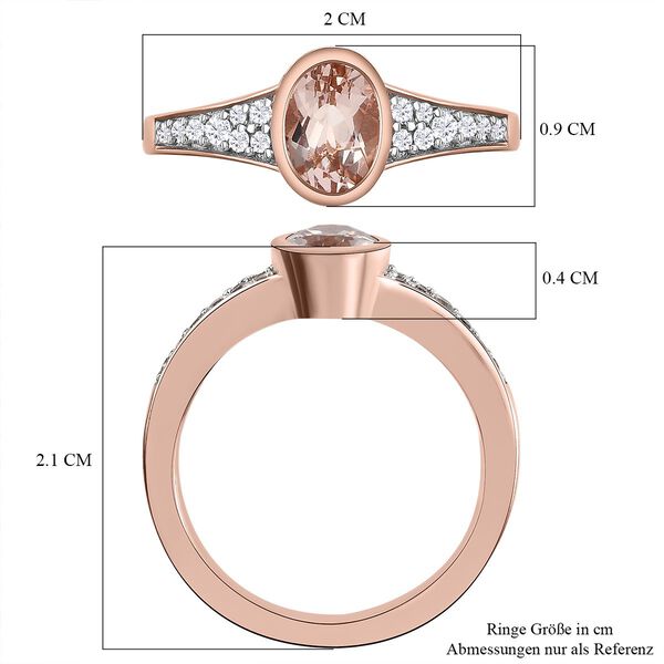Morganit und wei&szlig;er Zirkon-Ring, 925 Silber Ros&eacute;gold Vermeil  ca. 0,99 ct image number 7
