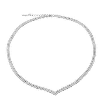 LUSTRO STELLA - wei&szlig;e Zirkonia-Halskette, ca. 45 cm, 925 Silber rhodiniert ca. 27,67 ct