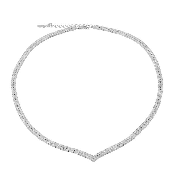 LUSTRO STELLA - wei&szlig;e Zirkonia-Halskette, ca. 45 cm, 925 Silber rhodiniert ca. 27,67 ct