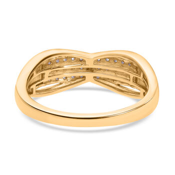 Wei&szlig;er Diamant Ring, 925 Silber Gelbgold Vermeil, (Gr&ouml;&szlig;e 20.00), ca. 0.15 ct