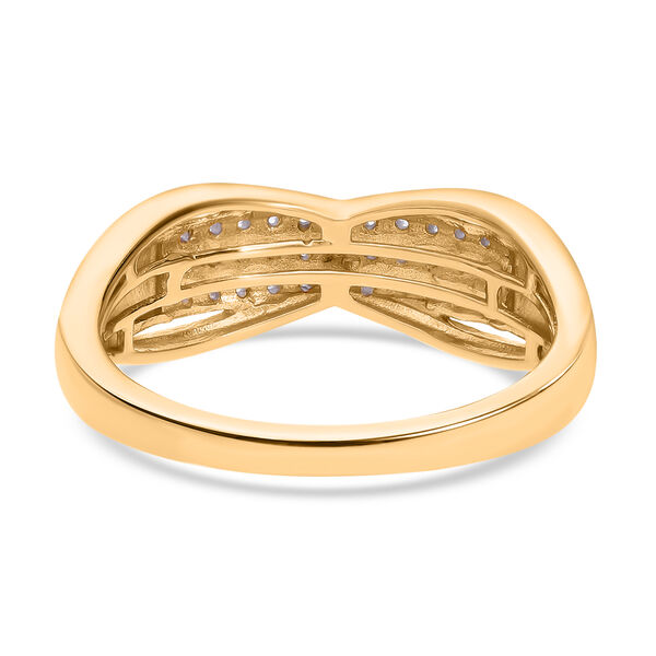 Wei&szlig;er Diamant Ring, 925 Silber Gelbgold Vermeil, (Gr&ouml;&szlig;e 20.00), ca. 0.15 ct image number 1