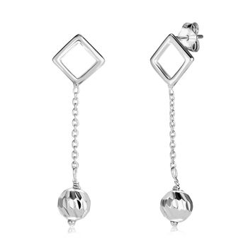 Geometrische Kugel Ohrh&auml;nger, 925 Silber