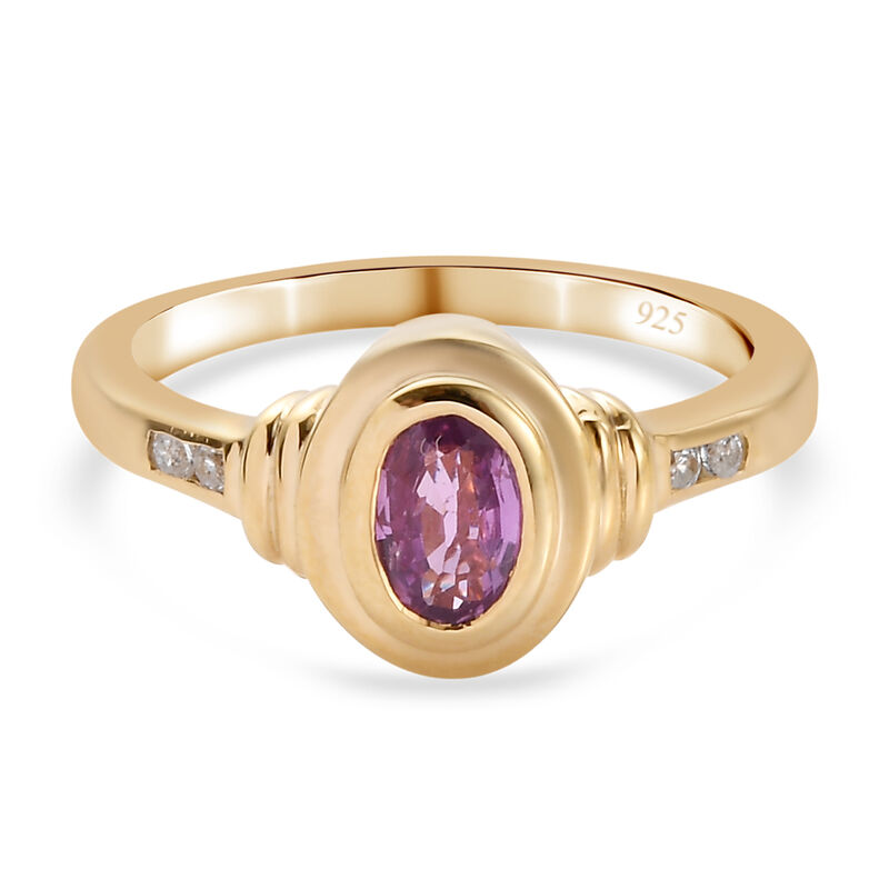 Rosa Saphir und Zirkon-Ring, 925 Silber vergoldet, 0,63 ct. image number 0