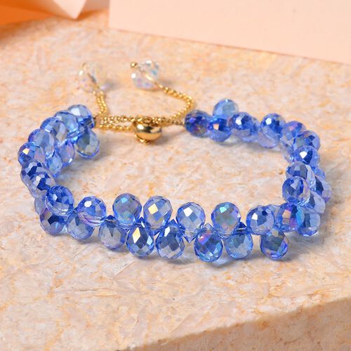 Blaues Kristall flexibles Armband, blau image number 1