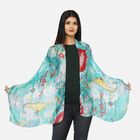 100% natürlicher Satin Seiden Schal, Weltkarte Muster, Türkis
