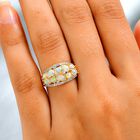 Natürlicher Äthiopischer Opal und Zirkon Cluster Ring 925 Silber Gelbgold Vermeil image number 4