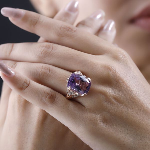 AAA Rose De France Amethyst und Zirkon Ring - 10,95 ct. image number 3