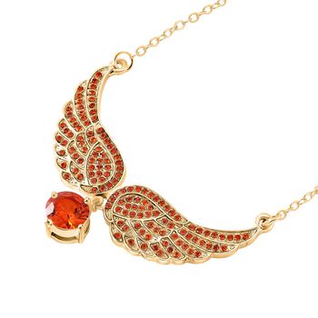 Orange Zirkonia und Kristall Halskette, 52+5cm