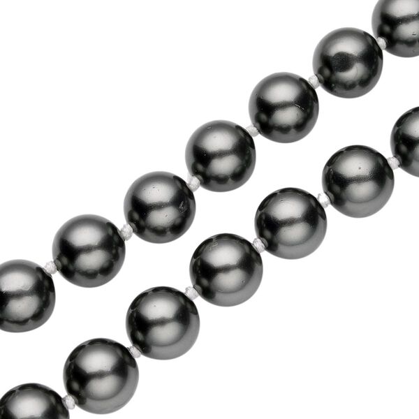 Schwarze Muschelkernperlen-Halskette, ca. 45 cm, silberfarben image number 3