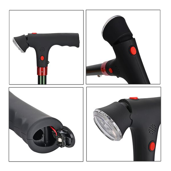 Faltbarer Smart-Gehstock mit LED Licht und Alarm, Belastbarkeit 113 KG, Grün, Benötigt 2xAAA-Batterien (nicht im Lieferumfang enthalten) image number 6