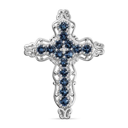 ANGEBOT DES MONATS J Francis gefertigt mit SWAROVSKI Denim Blau Swarovski Kristall Anh&auml;nger Messing