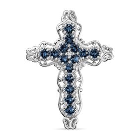 ANGEBOT DES MONATS J Francis gefertigt mit SWAROVSKI Denim Blau Swarovski Kristall Anhänger Messing