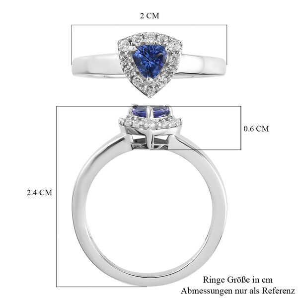 AA Tansanit und Zirkon Ring 925 Silber Platin-Überzug image number 7