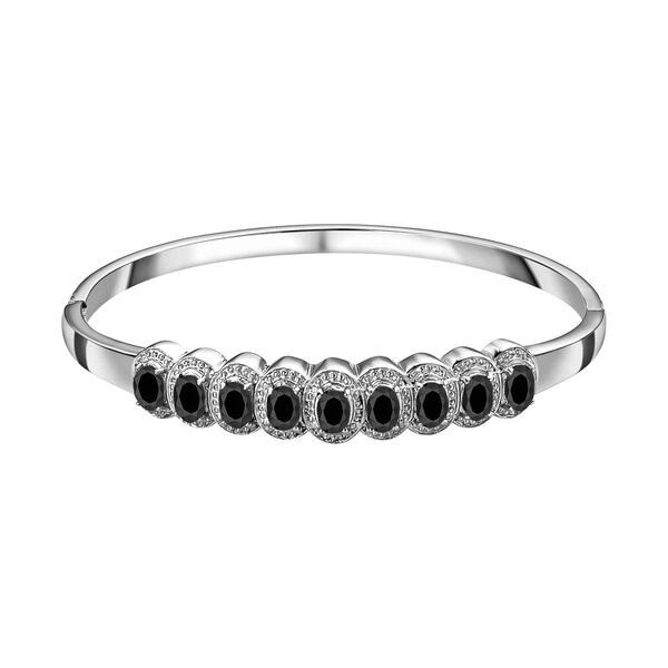 Schwarzer Spinell Armreif ca. 19 cm Edelstahl ca. 5.27 ct image number 0