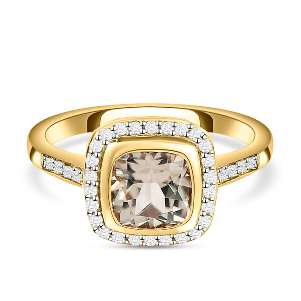 AAA Turkizit und wei&szlig;e Diamanten Halo-Ring in 585 Gold
