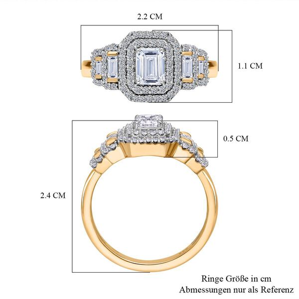 LUXURIANT SGL zertifizierter VS-EF Labor Diamant Ring, 925 Silber Gelbgold Vermeil - 1 ct. image number 5