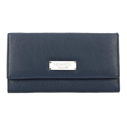 Moderne Geldbörse aus 100% echtem Leder, Marineblau image number 0