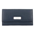 Moderne Geldbörse aus 100% echtem Leder mit RFID Schutz, 18.5x10cm, Marineblau