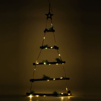 H&auml;ngender, moderner Weihnachtsbaum mit 25 warmen LEDs, 3xAA Batterie (nicht inkl.), Gr&ouml;&szlig;e 43,5x87 cm