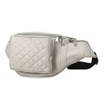 100% Echtleder-G&uuml;rteltasche in Stepp-Optik, 21,5x16,5 cm, Beige