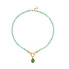 Verde Onyx, Grüne Muschelkernperle (8 mm) Halskette ca. 60 cm mit 5 cm extender, Gelb