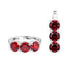 LUSTRO STELLA - 2er Set - Roter Zirkonia Anhänger und Ring (Größe 16.00), 925 Silber