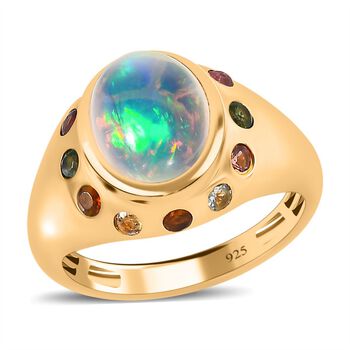 Nat&uuml;rlicher, &auml;thiopischer Welo Opal und mehrfarbiger Turmalin-Ring - 2,18 ct.