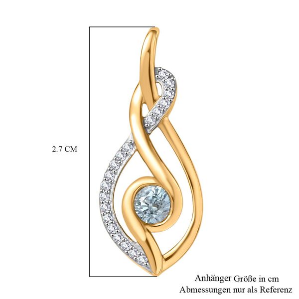 AA Blauer Zirkon, Weißer Zirkon Anhänger 925 Silber 750 Gelbgold Vermeil ca. 0.45 ct image number 5