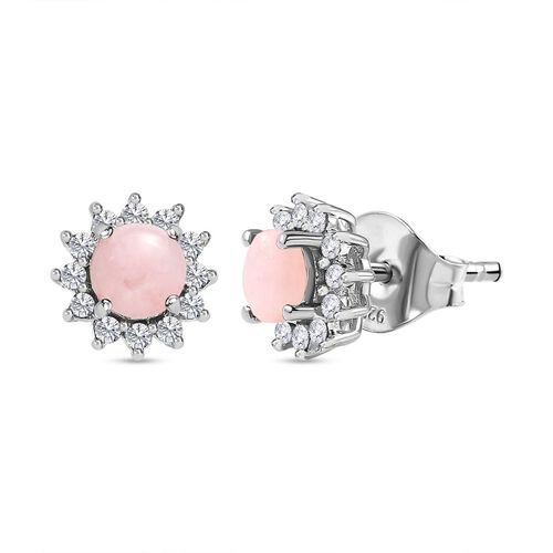 AA rosa Opal und Zirkon Ohrringe, 925 Silber, 1,47 ct. image number 0