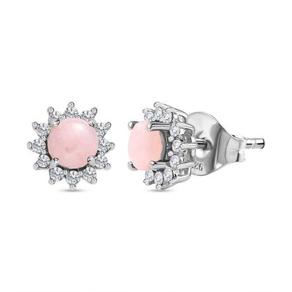 AA rosa Opal und Zirkon Ohrringe, 925 Silber, 1,47 ct.