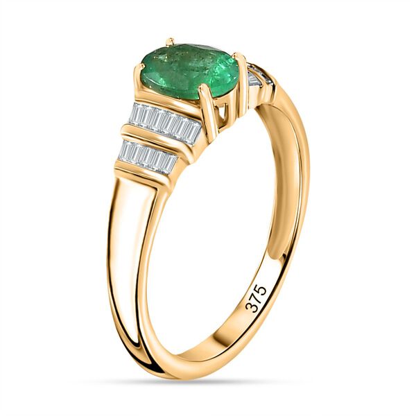 AAA Kolumbianischer Smaragd, Weißer Diamant Ring 375 Gold (Größe 17.00) ca. 0,75 ct image number 5