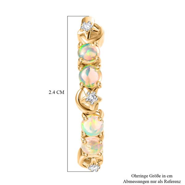 D'Joy AA Nat&uuml;rlicher, &auml;thiopischer Welo Opal, Wei&szlig;er Zirkon Ohrringe 925 Silber 750 Gelb Vergoldet ca. 1,02 ct. image number 5