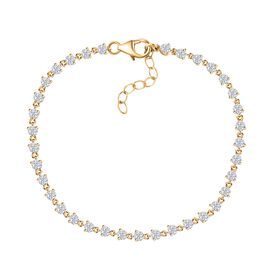 Moissanit Armband ca. 19 cm + 2.5 cm 925 Silber 750 Gelbgold Vermeil ca. 3.68 ct