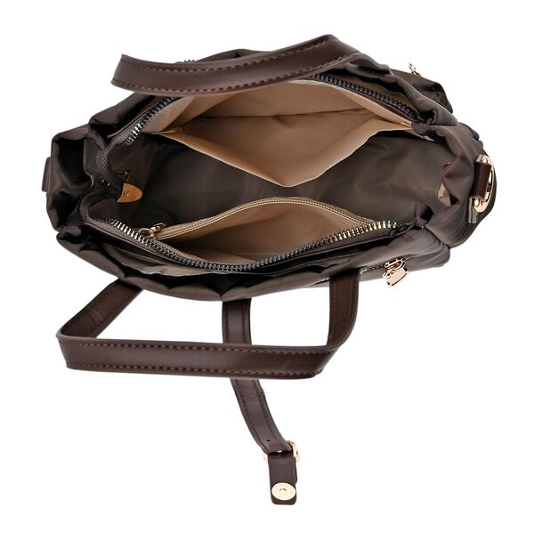 Nylon Crossbody Tasche, 22x23x9 cm, Dunkelbraun image number 5