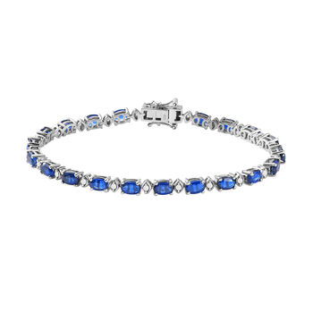 Kaschmir Kyanit und wei&szlig;es Zirkon-Armband, ca. 20 cm, 925 Silber platiniert ca. 13,63 ct