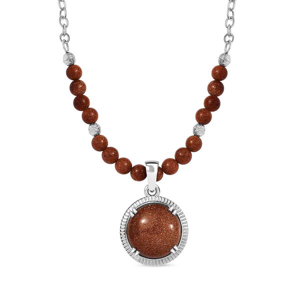 Gold Sandstein Halskette, 50 cm - 43,65 ct.