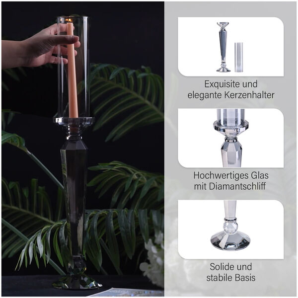 The 5th Season Kristall-Kerzenhalter, 59cm Höhe, rauchschwarz image number 5