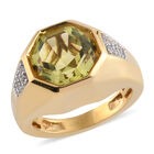 Ouro Verde-Quarz und Zirkon Ring 925 Silber vergoldet image number 3