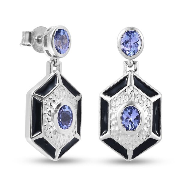 Tansanit Ohrh&auml;nger Art Deco Stil 925 Silber Platin-&Uuml;berzug ca. 1,22 ct&nbsp; image number 4