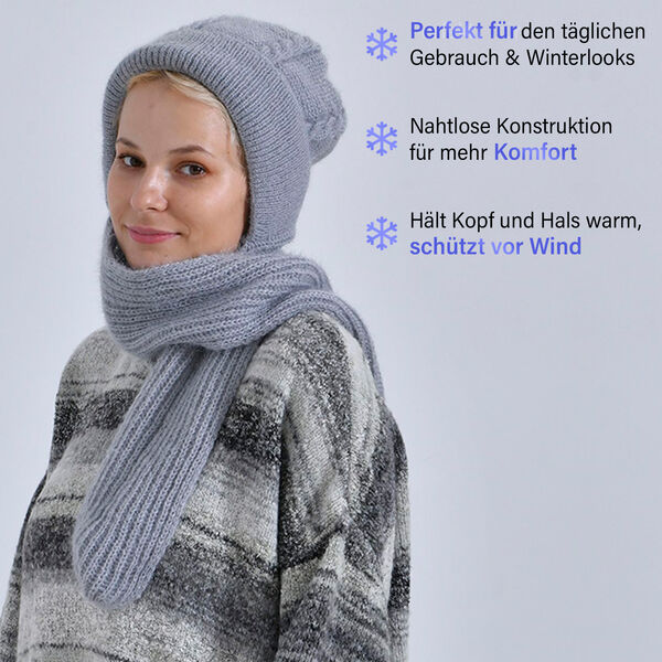 2-in-1 Mützen- und Schalset,Winddicht und Wärmend, Grau image number 4