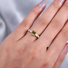 Peridot und Zirkon Solitär Herren Ring 925 Silber 585 Vergoldet image number 2
