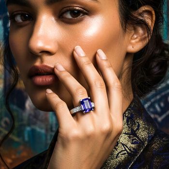 Lustro Stella blauer und wei&szlig;er Zirkonia Ring