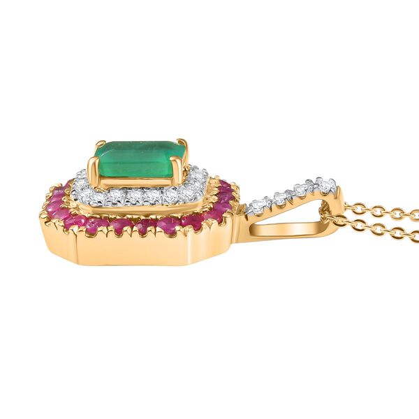 D’Joy AAA Kagem sambischer Smaragd, Mosambik Rubin und Moissanit Ring und Anhänger mit 50cm Kette image number 5